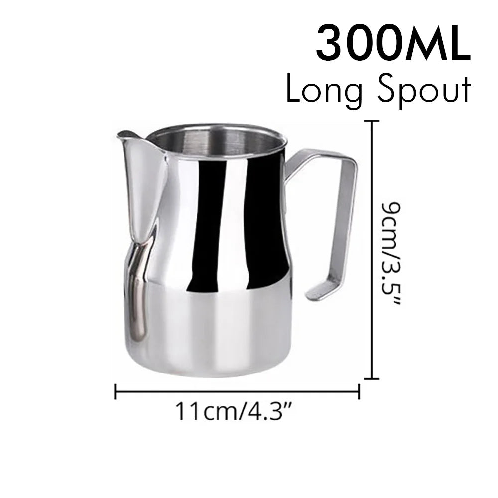Stainless steel pitcher with long spout, dimensions: 11cm x 9cm 300ml