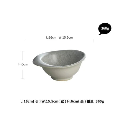 Gray ceramic bowl with measurements: 16cm x 6cm x 15.5cm 360g