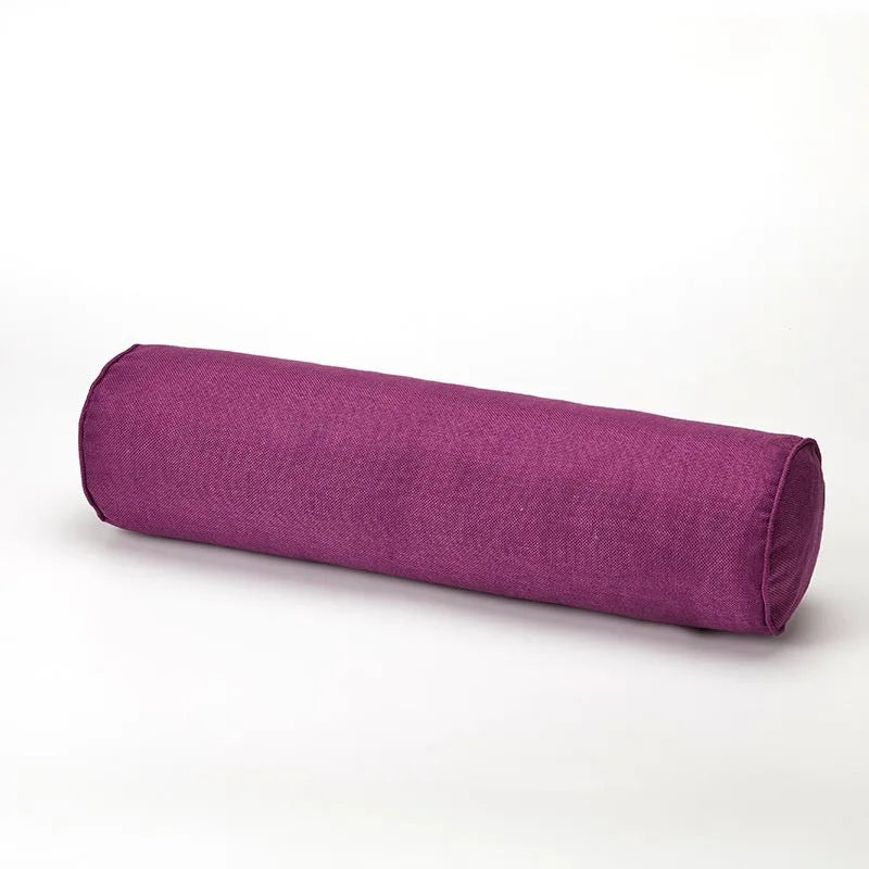 Purple cylindrical fabric roll on a white background