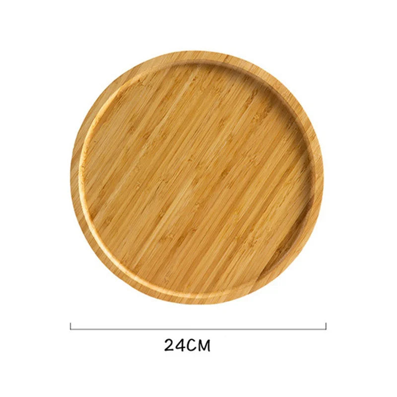 Round wooden tray with dimension: Diameter 24cm
