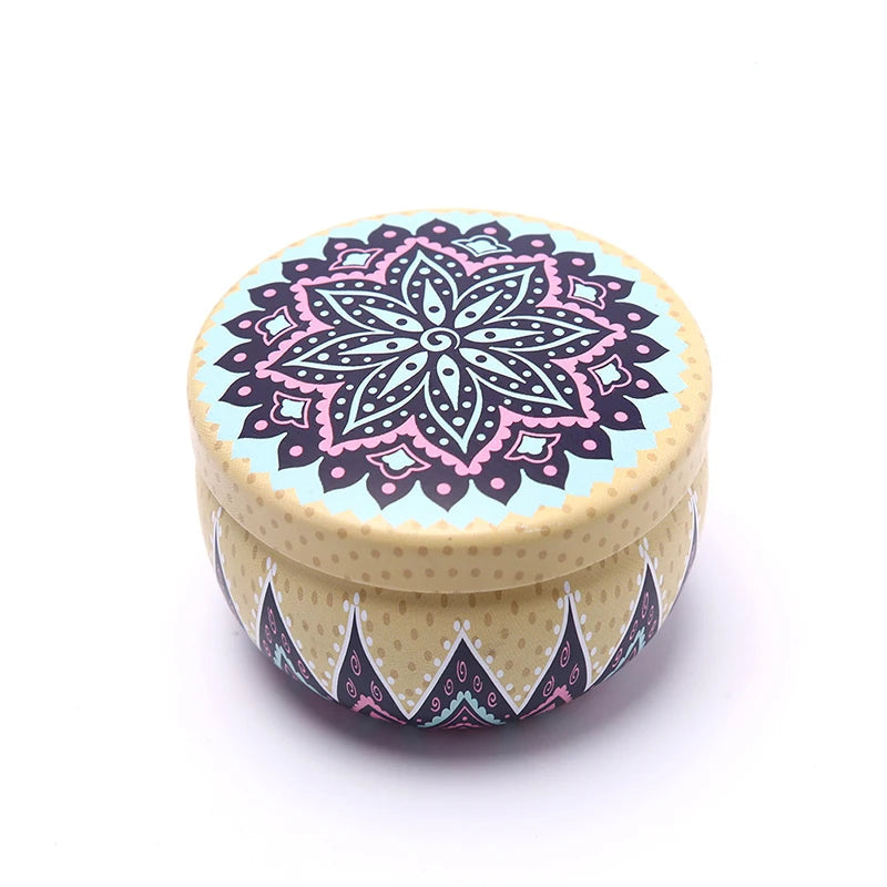 Floral Tin Candle Jar — Refillable Soy Wax Holder