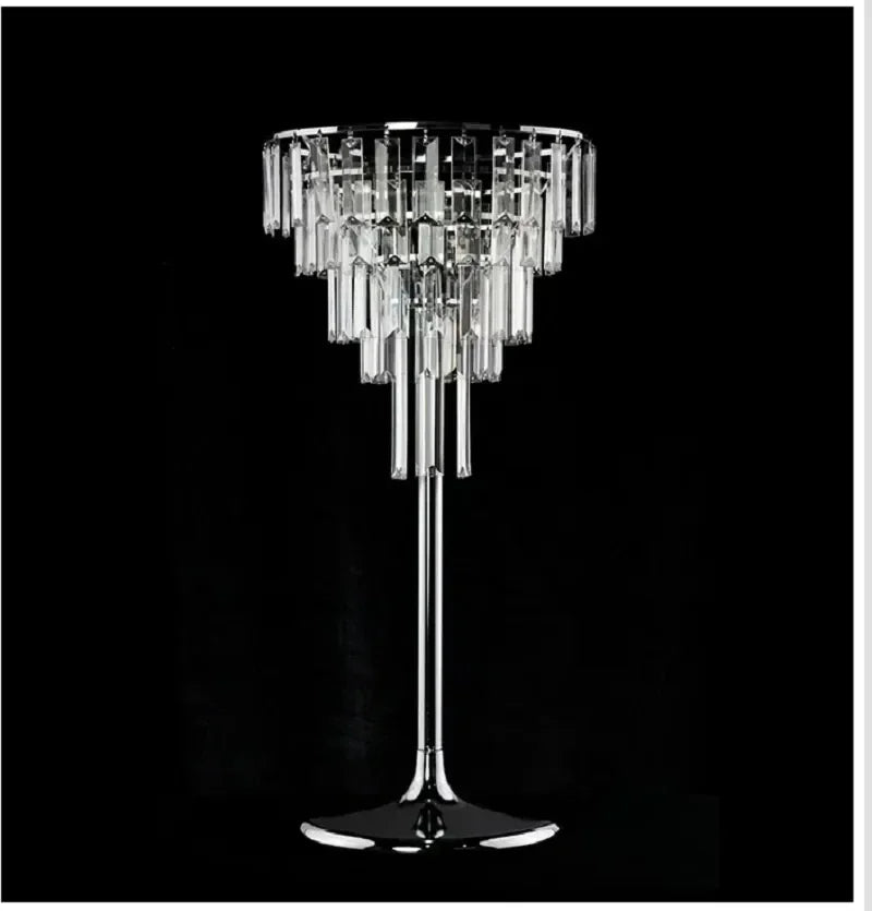 Crystal table lamp with a black background