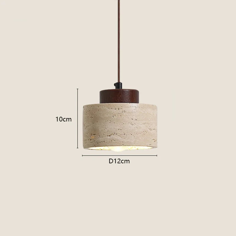 Pendant light with dark wood base dimensions: 12cm diameter, 10cm height.