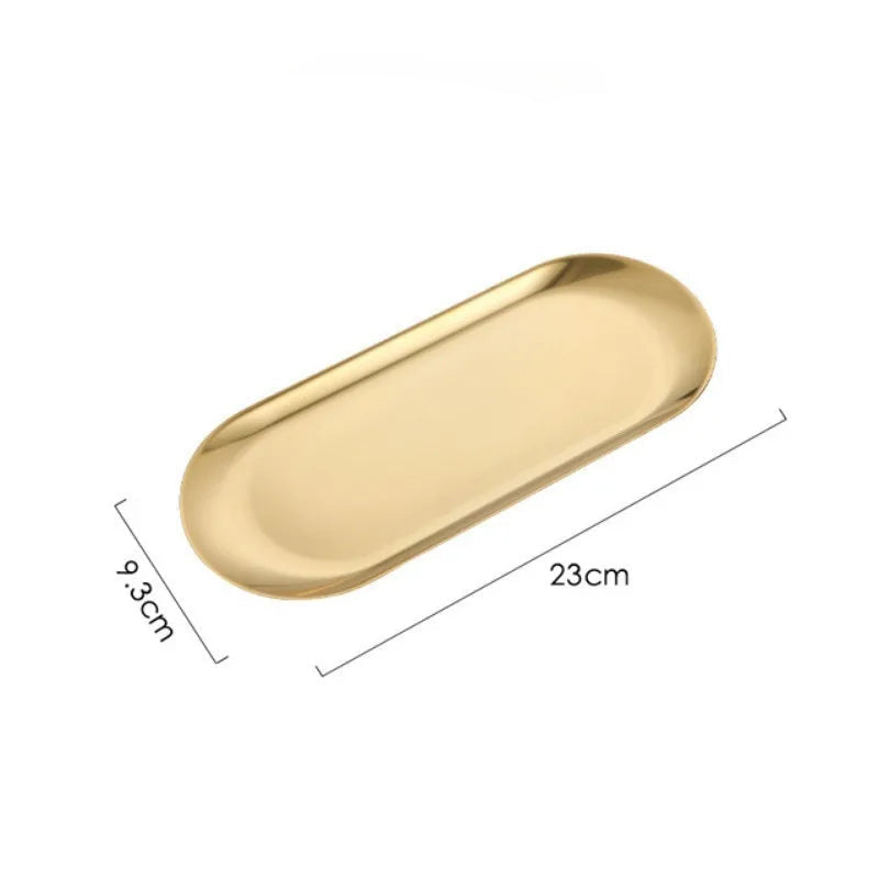 Gold oval object with dimensions: 23cm x 9.3cm