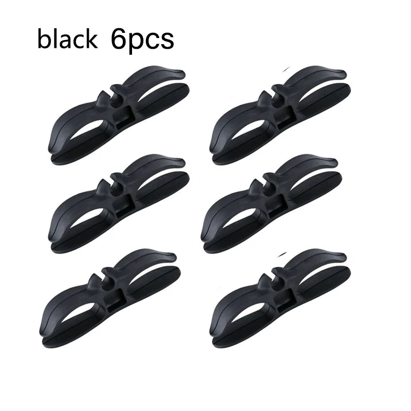 Six black hair clips on a white background with text indicating quantity.