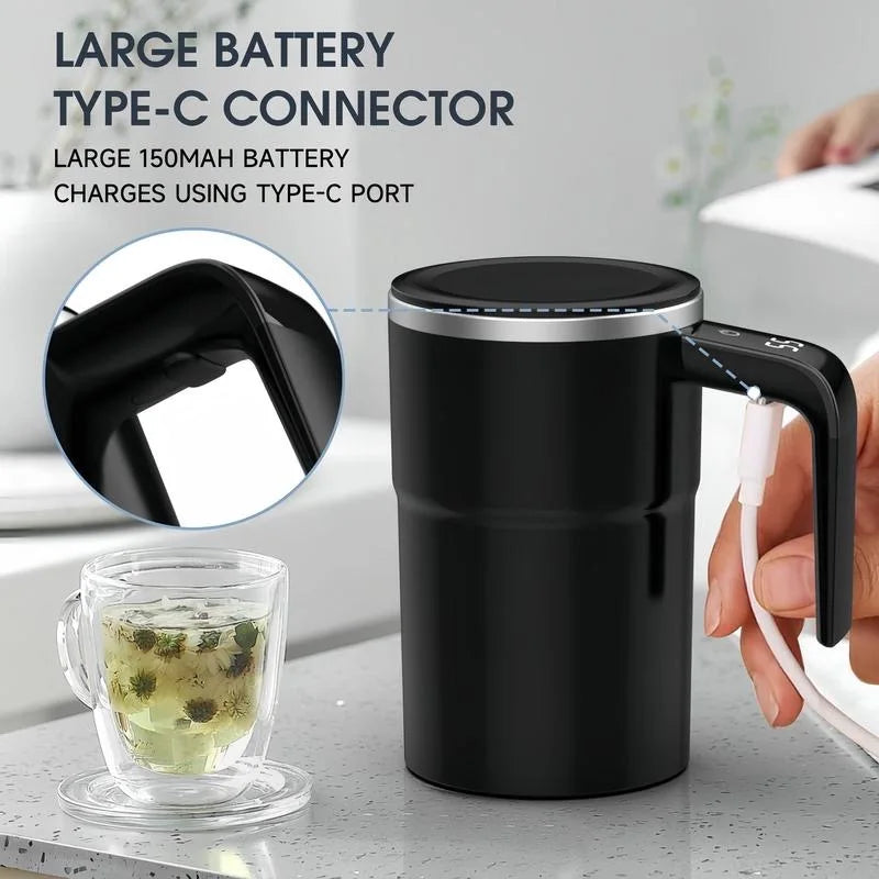 USB‑C Self‑Stirring Mug with Temperature Display — 380 ml