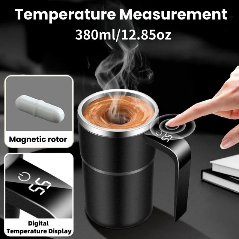 USB‑C Self‑Stirring Mug with Temperature Display — 380 ml