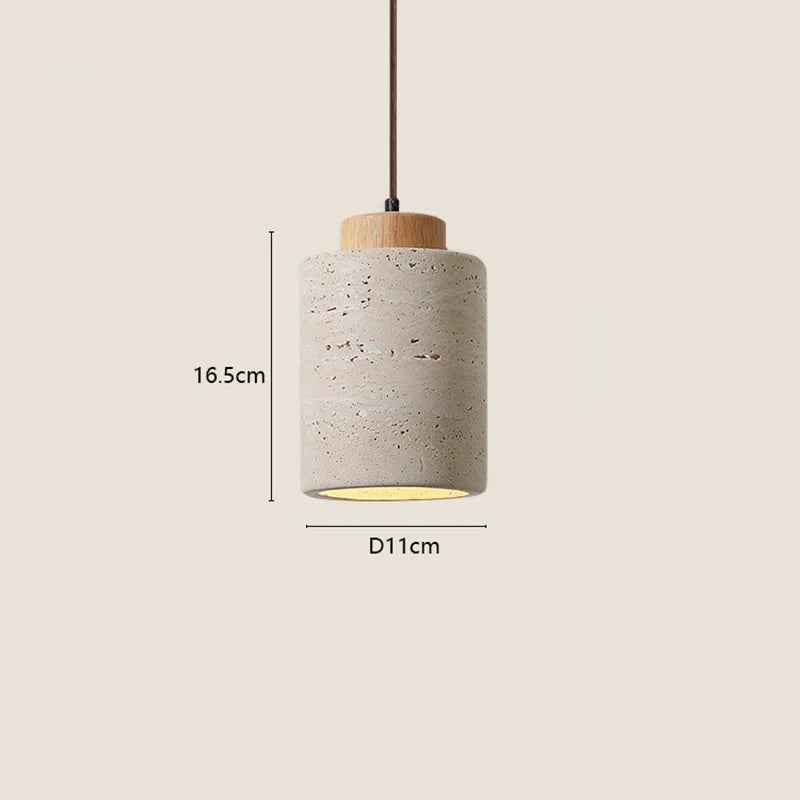 Concrete pendant light with light wood base. dimensions: 11cm diameter, 16.5cm height.