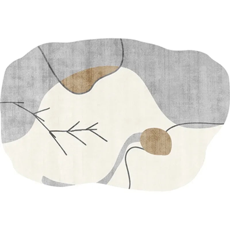 Decorative rug featuring abstract designs.